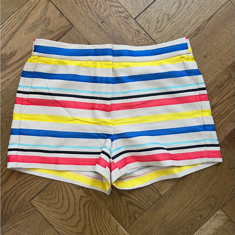 J Crew E9357 Jacquard Basket Weave Colorful Striped Shorts